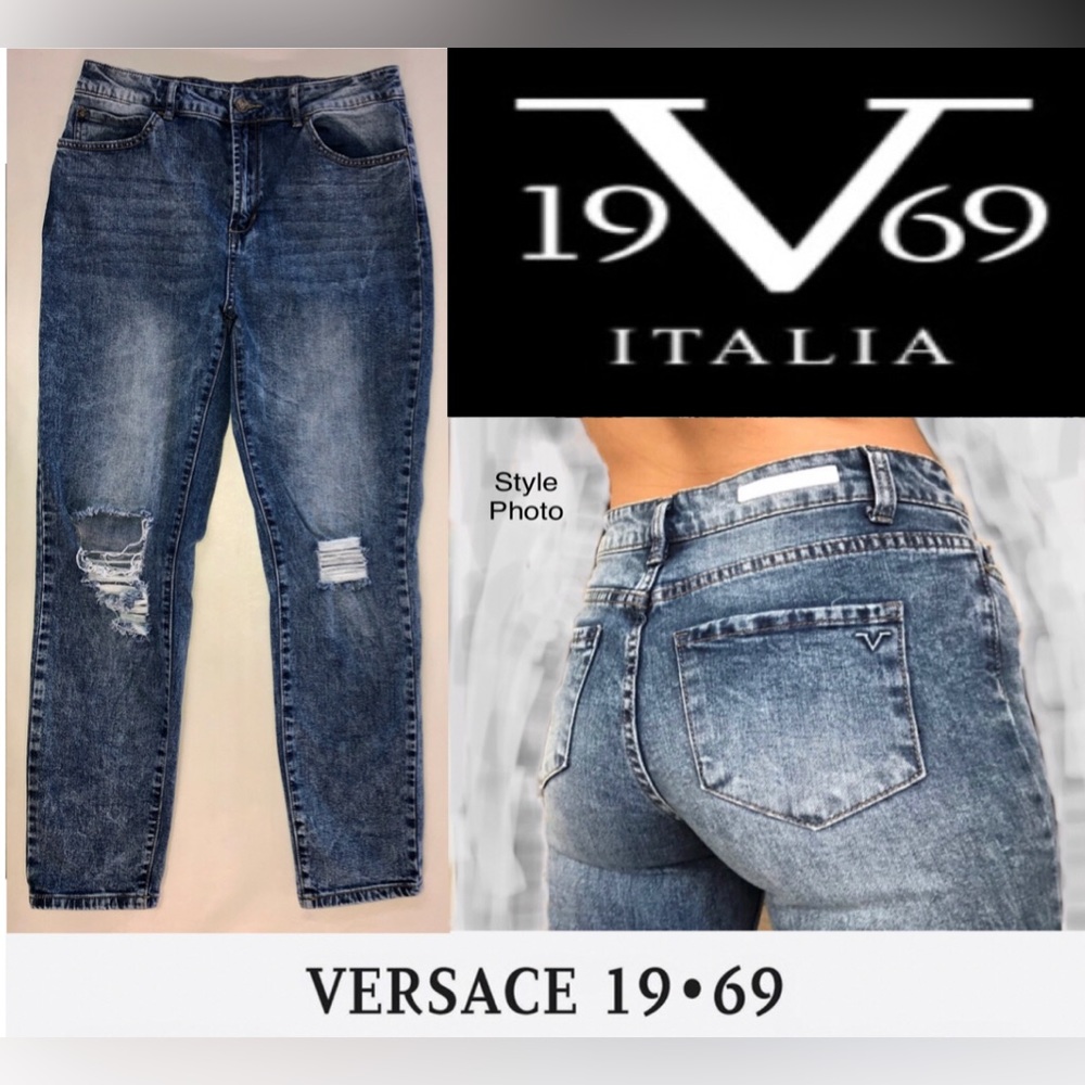 Versace 19.69 Abbigliamento Sportivo SRL Distressed High-Rise Jeans (30/10) - Picture 15 of 17